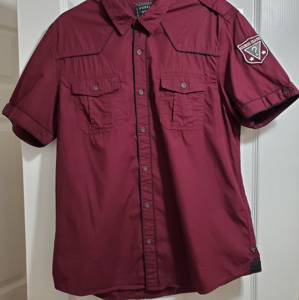 Guess Men Button Down Collar Shirt